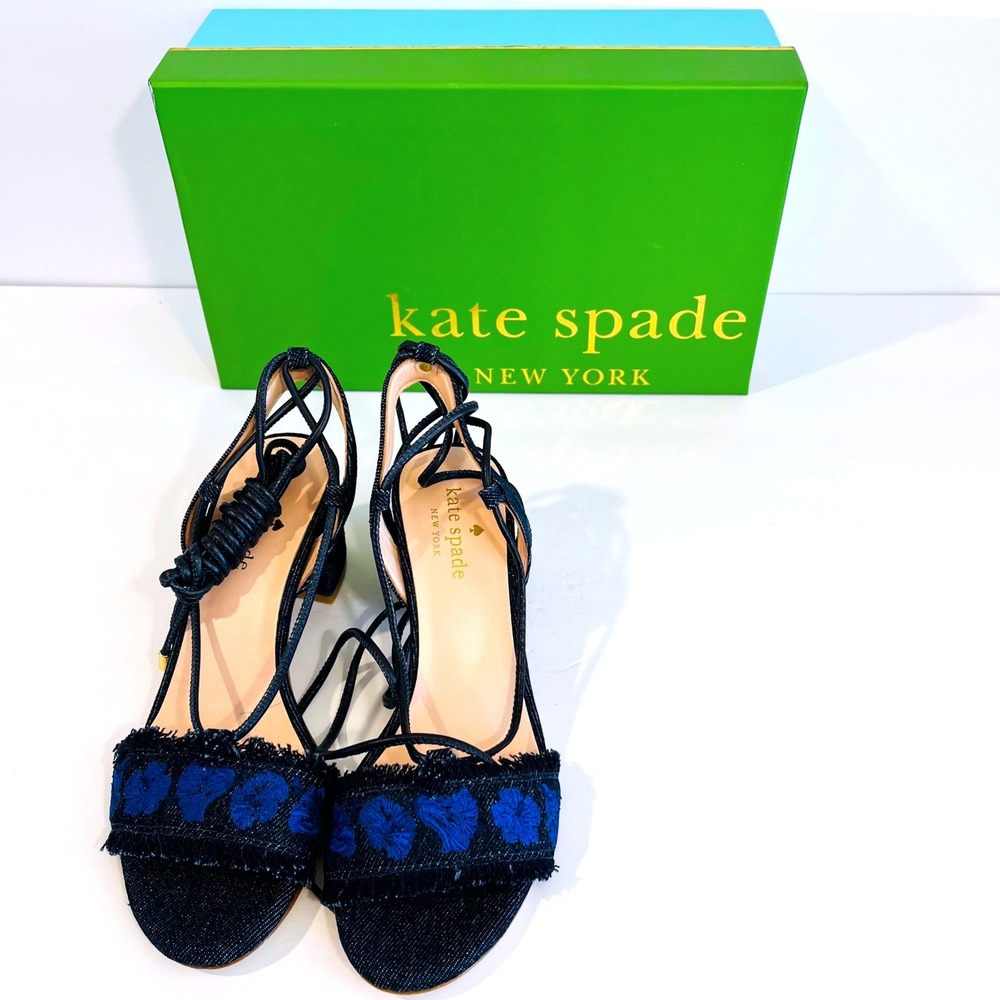 Kate Spade New York Wes Sandals Women's Size 6 Indigo Embroidered Denim NIB - Picture 4 of 6